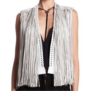 LAMARQUE ‘Brittany’ leather fringe vest in white